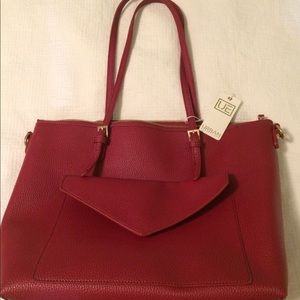Burgundy Pebbled Tote Bag